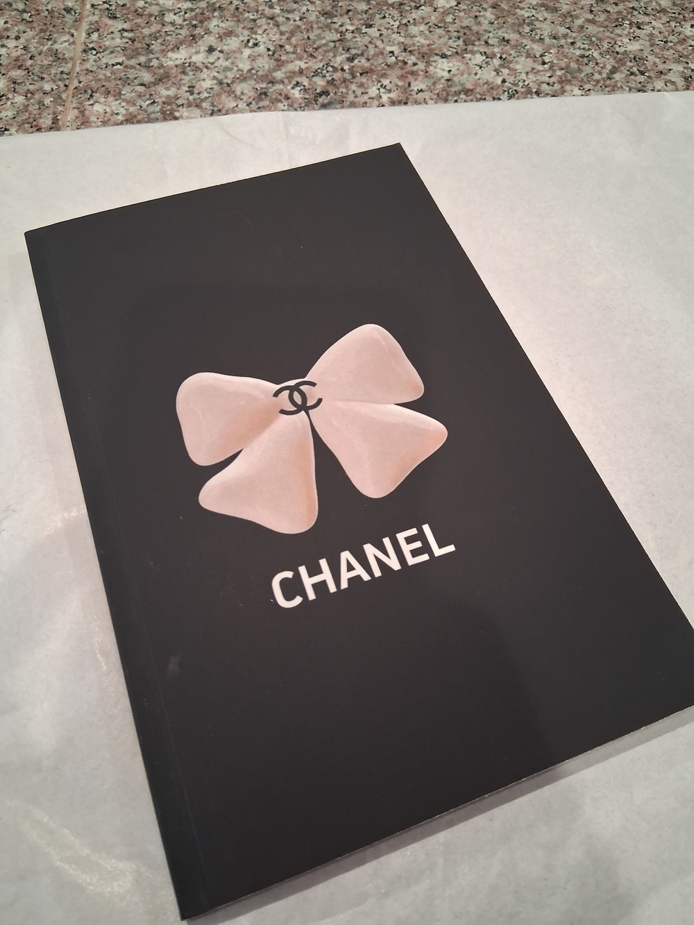 Designer inspired Black Notebook with Cream Bow Logo.New